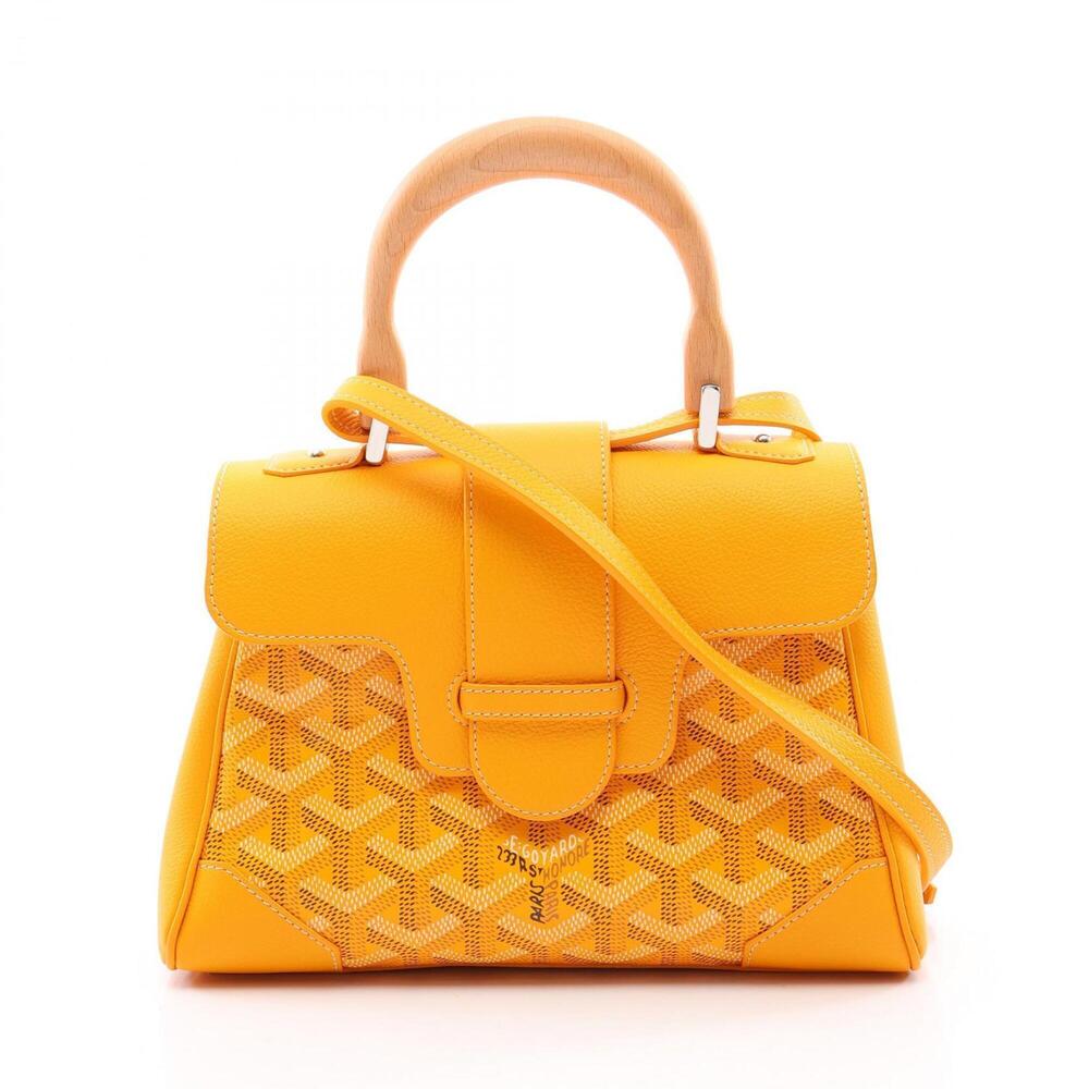 Goyard Saigon Mini 2-Way Handbag, Coated Canvas Leather, Women's, Yellow/Mult...